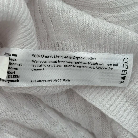 Eileen Fisher White Ribbed Poncho NWT Organic Linen Cotton Slub One Size - Picture 9 of 9